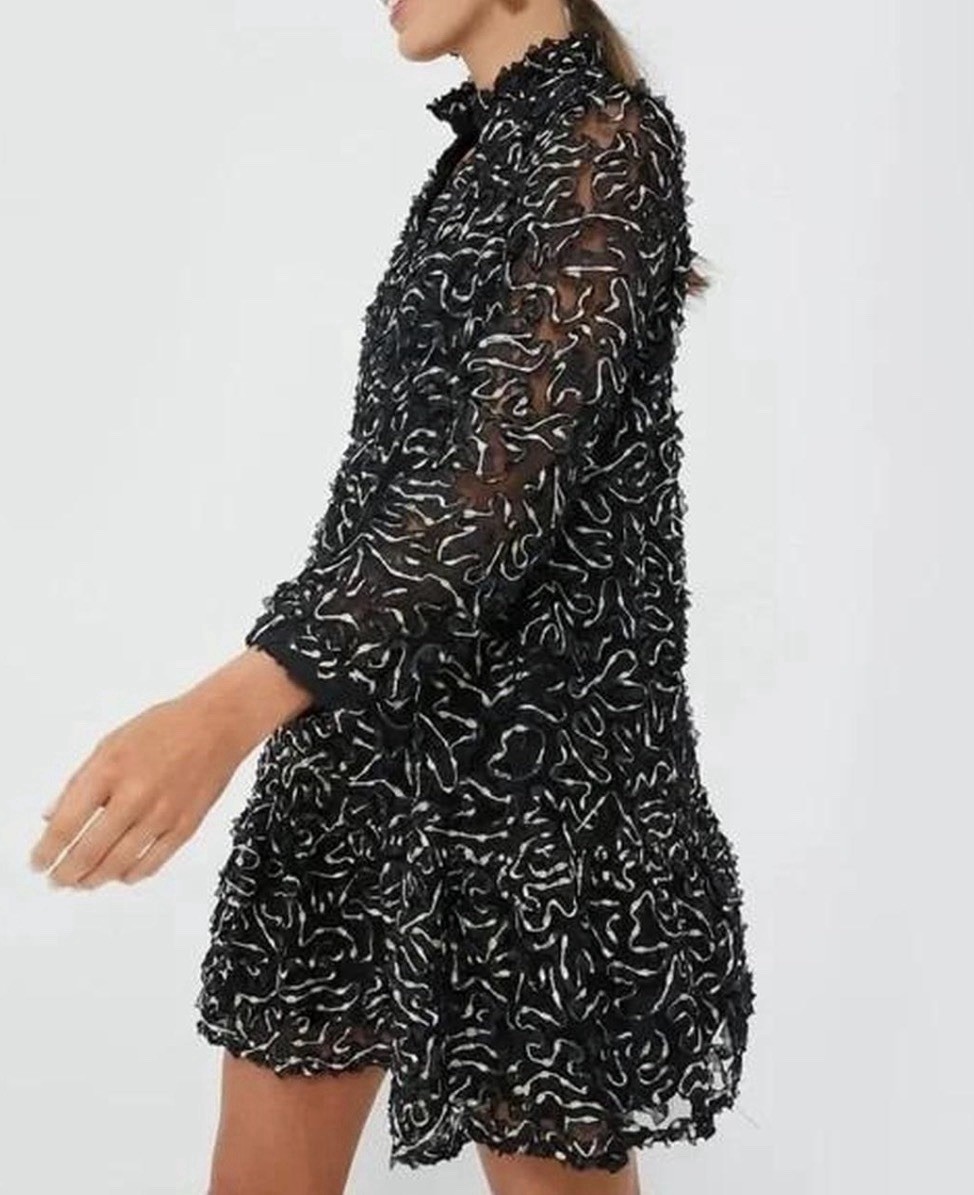 Vestido Tuckernuck Nuevo con Etiquetas Organza Nocturno Palmerston Cambio Negro XXXL Bling