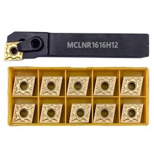 5/8" Indexable Carbide Lathe Tool Holder MCLNR1616H12 10 CNMG Inserts, Cutting