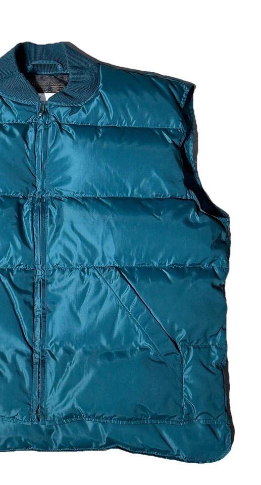 Chaleco acolchado vintage Eddie Bauer plumón de ganso para hombre talla grande verde azulado Foto 2 de 4