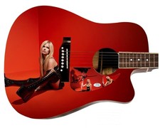 Avril Lavigne Sexy Spread Signed Custom Graphics Photo Guitar ACOA