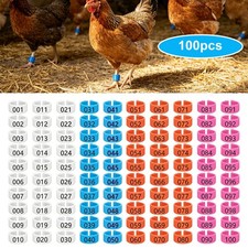 100 PCS Numbered Poultry Leg Bands Chicken Duck Goose Pigeon ID Rings Farm Tags