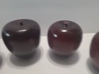 VTG '70s Solid Wood "3" Hand Lathe Polished Hardwood Apples Set 4.  — photo 3