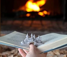 3D printed Silver Castle Village Thumb Page Holder Fantasy Book Page Keeper