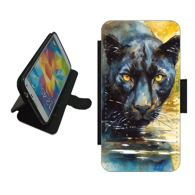 Black Panther Handyhülle Wallet Flip Cover für iPhone Samsung Pixel Animal PAN3