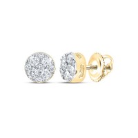 Jfl Diamonds Gelbgold 10K Diamant BlüTen Cluster Rund Stecker Ohrringe 1/4 Ct