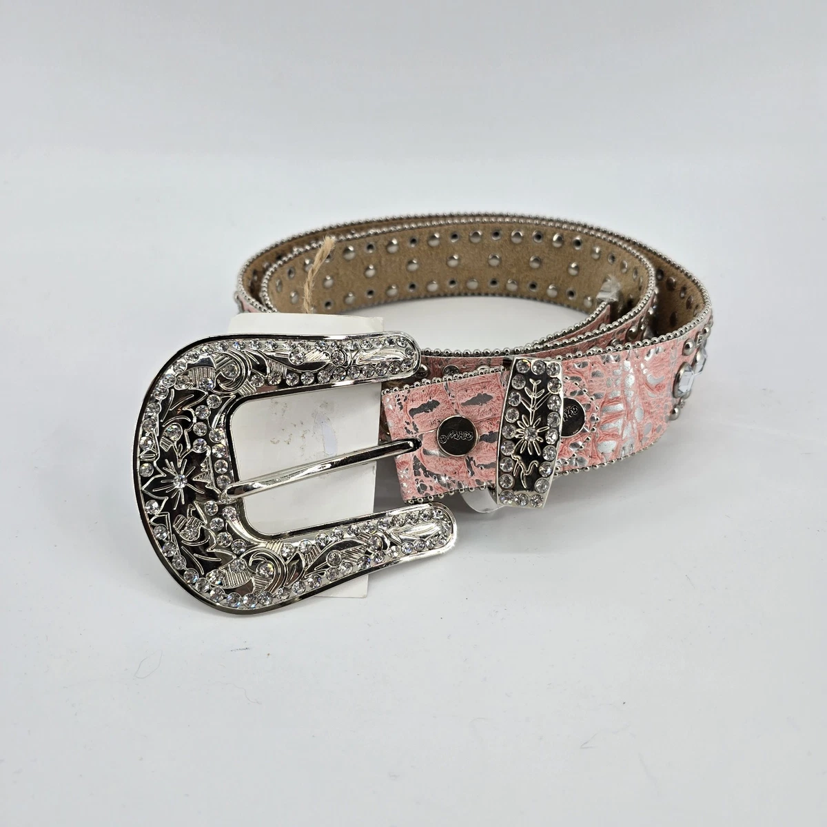 Western Leather Belt with Rhinestone Buckle for Women Size 26-44 Girl main image 2