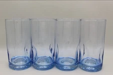 Libbey Crisa Impressions Misty Blue Glass Tumblers 6" set of 4 New