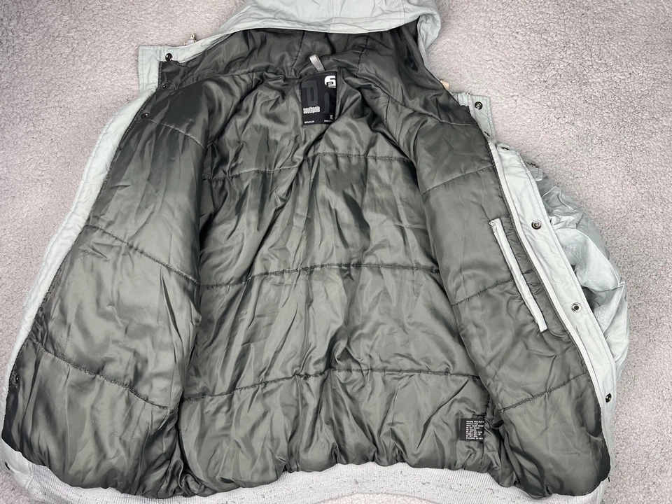 Chaqueta Southpole Para Hombres XL Gris Claro Capucha Puffer Bombardero Nylon Invierno Cremallera Completa Foto 2 de 4