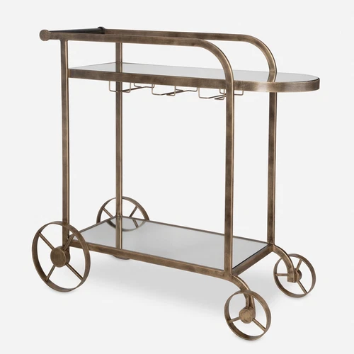 Uttermost Carrinho Antique Brass Bar Cart - Picture 2 of 6