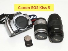Canon EOS Kiss 5 DSLR Camera with Two Lenses and Wireless Remote