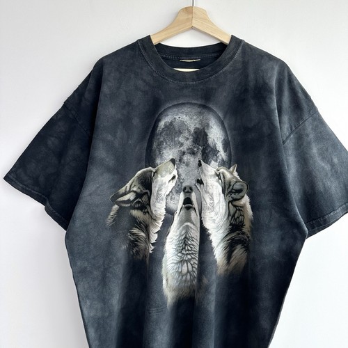The Mountain Full Moon Wolf Graphic T-Shirt Size X-LARGE Wolves Animal Print Top - Picture 2 of 7