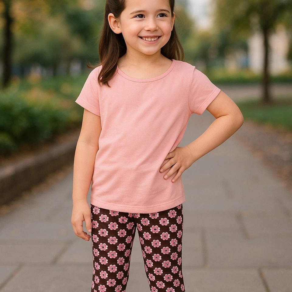 Kit + Leggings Lili Niñas Talla 2 Años Marrón Rosa Estampado Flor NUEVO Foto 2 de 4