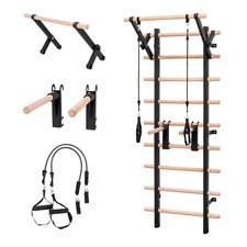 Swedish Ladder Wall Gym Wooden Wall-mounted Stall Bars With Pull Up Dip Bars Swedish Ladder Wall Gym Wooden Wall-mounted Stall Bars With Pull Up Dip Bars