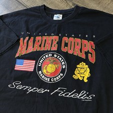 Vintage Marines US Marine Corps USMC Semper Fi Fidelis Graphic T-Shirt Men?s 2XL