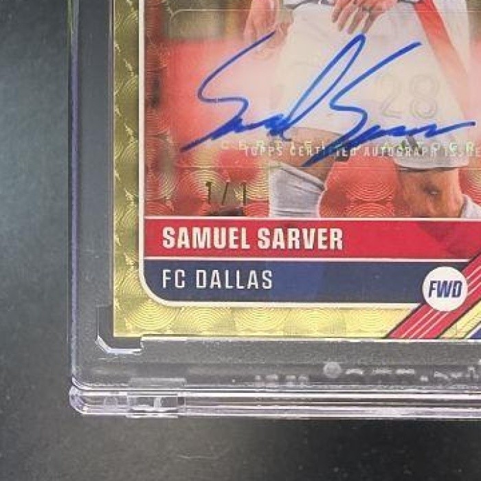 Samuel Sarver 2026 Topps Chrome MLS Soccer #CA-SV Rookie Auto SuperFractor 1/1 view 4