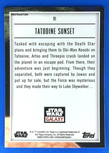 2023 Topps Chrome Star Wars Galaxy Tatooine Sunset #91 NON_SPORT CARD Refractor - Picture 2 of 2