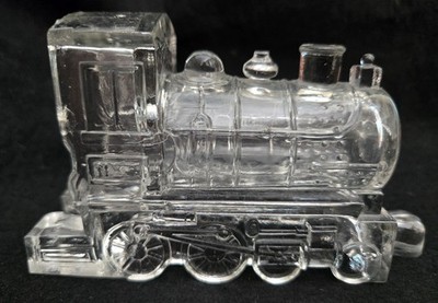 Candy Container Locomotive NYC  1920's Clear Glass Puzzle Piece Rare West Bros.