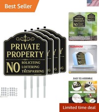 Weather-Resistant No Soliciting Sign Set - 12"x12" with 42" Stake for Outdoors