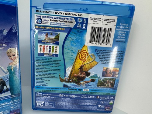 Disney BluRay Animated Movies Lot Beaty Beast Frozen Moana Little Mermaid - Foto 4 di 19