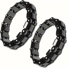 Magnetic Hematite Healing Stretchable Bracelet 2 Line Hematite Therapy Bracelet