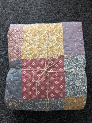 Gesteppte Patchwork Style Decke Größe Double 140 cm breit 200 cm lang Überwurf Vintage
