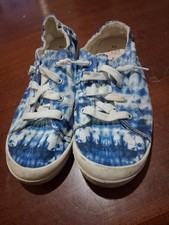 Time Tru Size 9 Blue Tie-dye Slip-on Canvas Sneakers