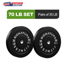 35LB Olympic Bumper Plates Pair, 2-Inch Rubber Olympic Weight Plates with Steel