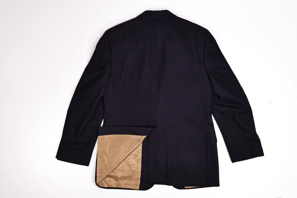 Traje de lana a rayas negras vintage personalizado Bill Blass 3 piezas 38 S pantalones 34x28 Foto 3 de 4