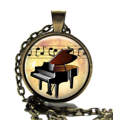 Piano & Musical Notes Pendant Necklace Handcrafted Piano Teacher Player Gift