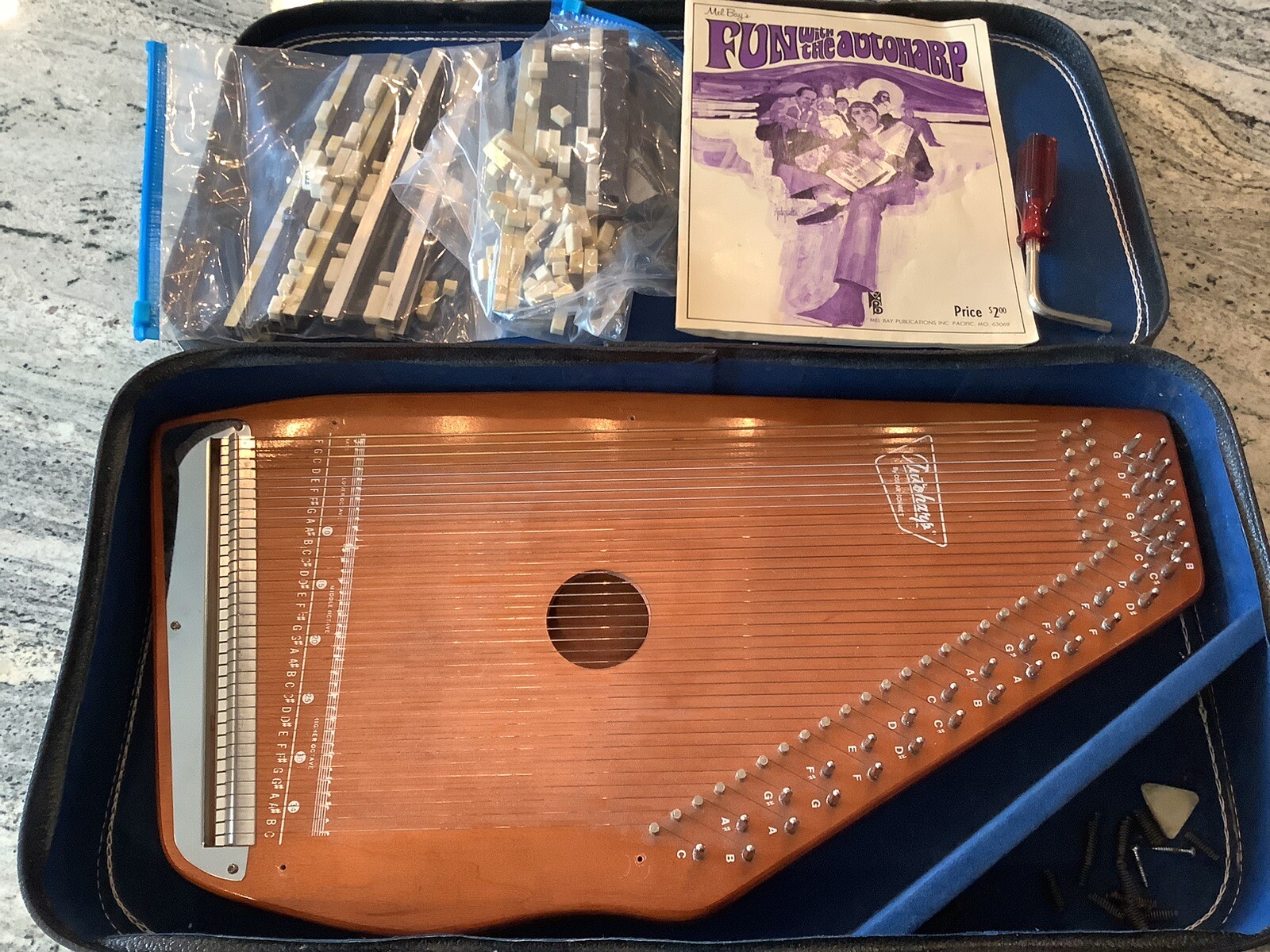 Vintage Autoharp Oscar Schmidt 15 chord 36 String With Hard Case Wrench