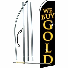 We Buy Gold Flag Flutter Feather Banner Swooper Bundle Kit