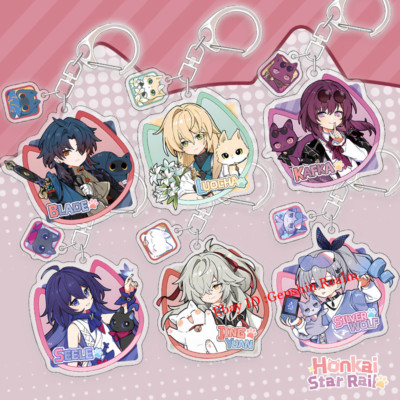 Anime Honkai: Star Rail Cute Cat Acrylic Keychain Decor Backpack Pendant Gift
