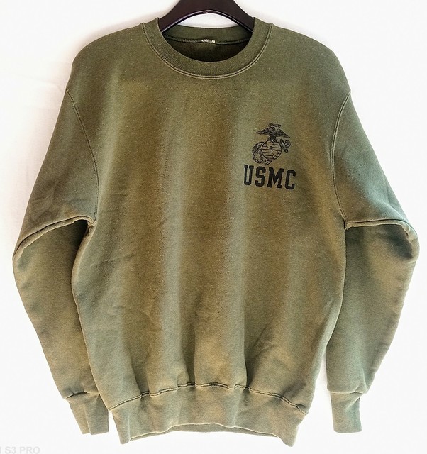 USMC Marines Crewneck Basic Training Proud green Military sweater Medium #44 | eBay