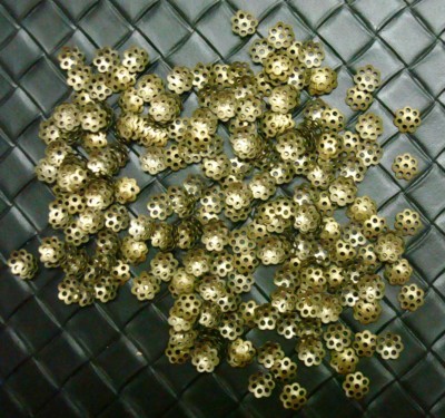 300 Bronze plated brass bead caps 6x1mm filigree daisy victorian design FPB064C