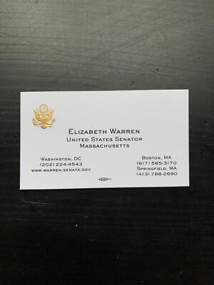 RARE ELIZABETH WARREN OFFICIAL BUSINESS CARD POLITICIAN 2020 PRESIDENT?