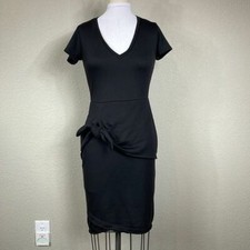 Anthropologie Dress Dolan Left Coast Jersey Peplum Tie in Black Sz XS