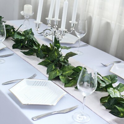 8 ft 3D Green Artificial Pothos Greenery CHAIN GARLAND Wedding Home Decorations