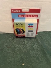 NEW HOME BUSINESS GENUINE CANON BLACK & COLOR BCI-3E 4 PACK COMPUTER INK