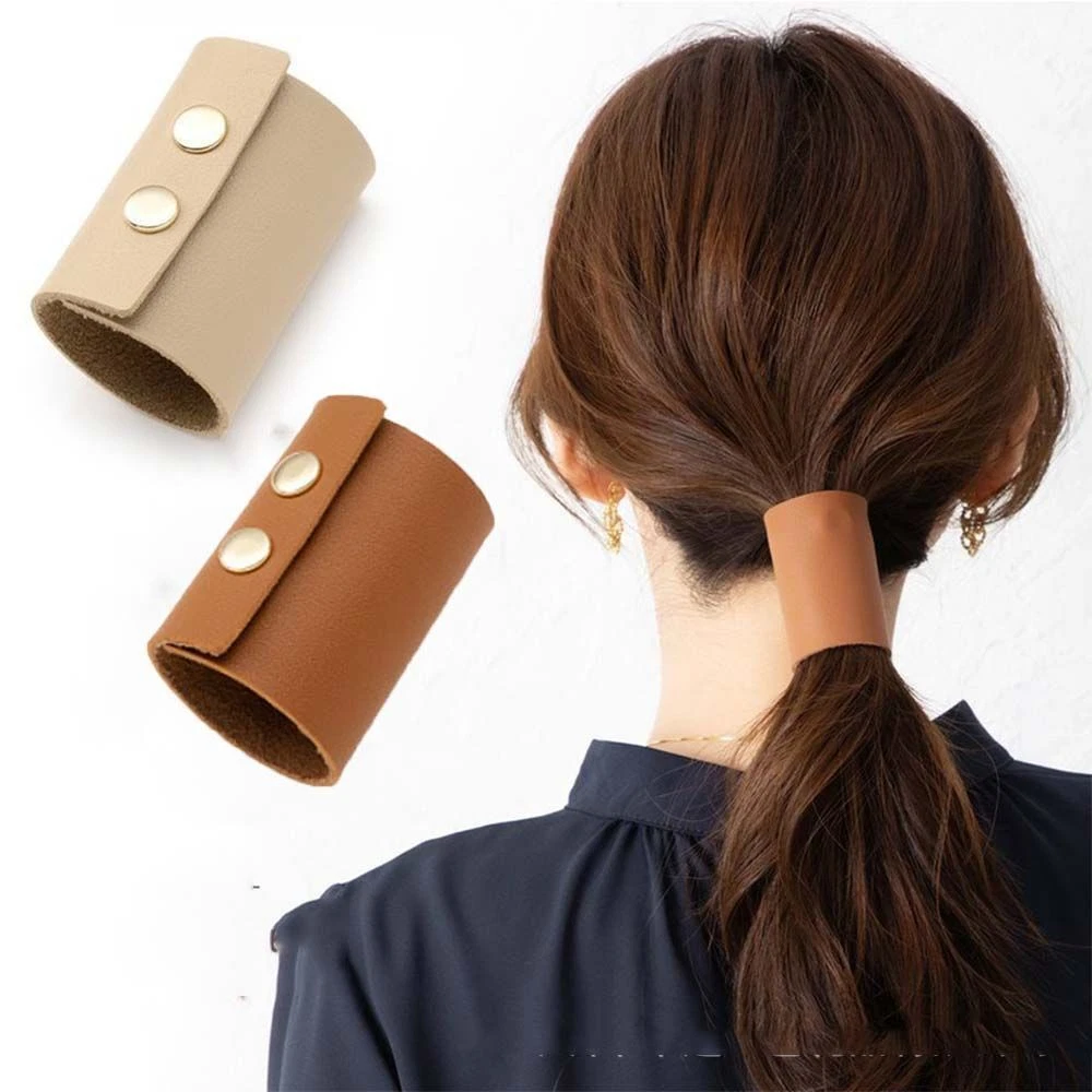 Leather sale hair tie