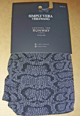 Vera Wang PYTHON 1 PAIR CONTROL TOP RUNWAY TIGHTS SIZE 1 BLACK 