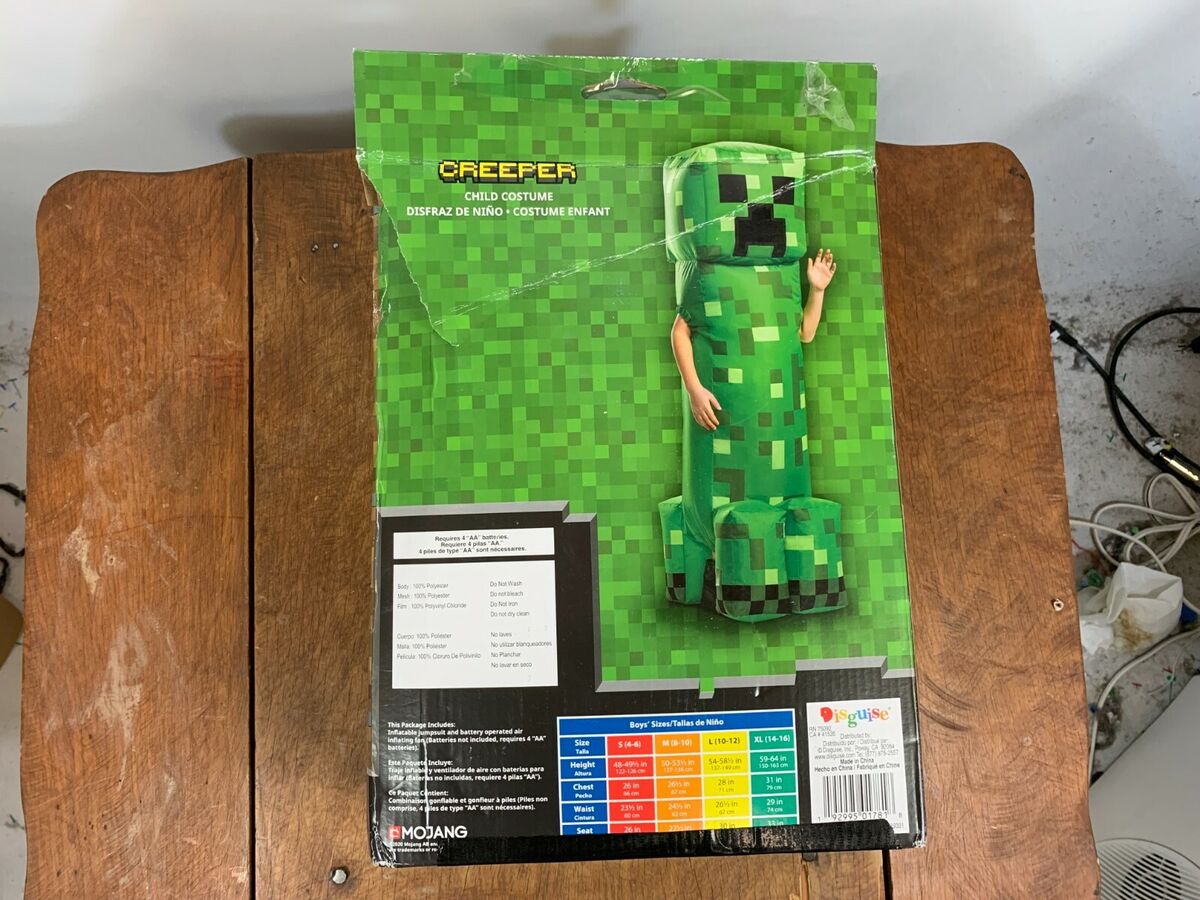  Creeper Classic Minecraft Costume, Green, Small (4-6