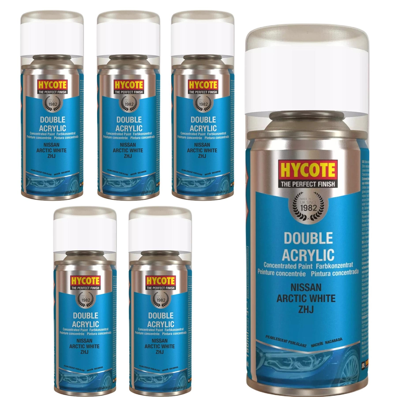 Hycote Colour Spray Paint XDNS705 Nissan Arctic White 150ml x6