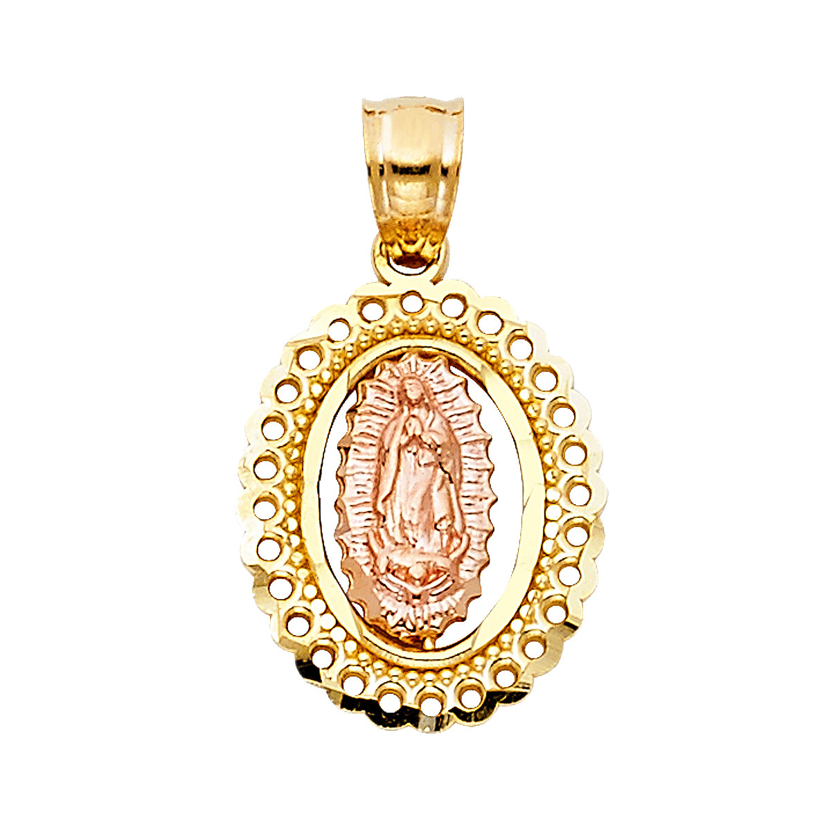 14k Real Two Tone Gold Religious Our Lady of Guadalupe Charm Pendant | eBay