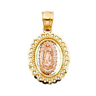 14k Real Two Tone Gold Religious Our Lady of Guadalupe Charm Pendant | eBay