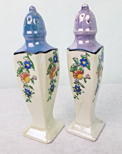 Porcelain Tall Salt & Pepper Shakers Made in Japan Floral Design - Picture 3 of 5
