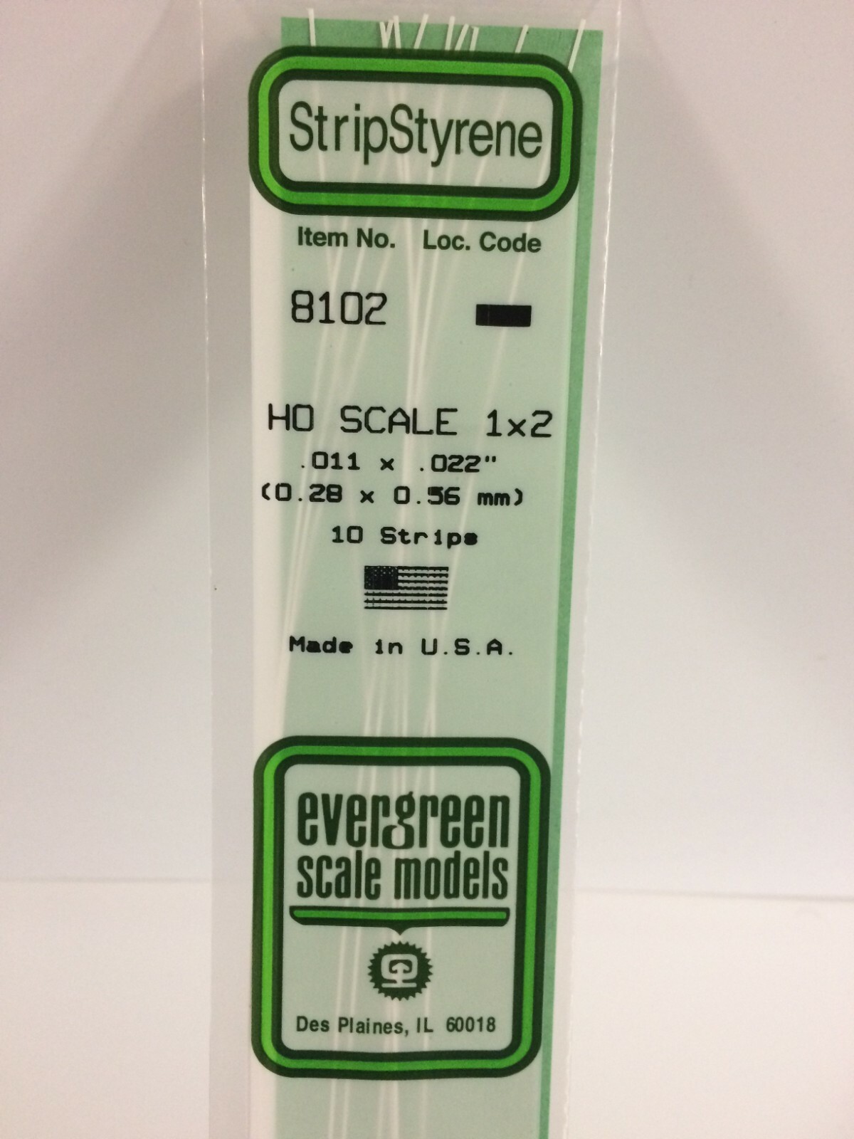 Evergreen EV8102 Listello in scala HO 0,3x0,6x350mm (10pz) modellismo