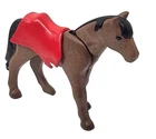 Vintage Playmobil Brown Horse Dollhouse Barn Animal With Red Saddle 4"
