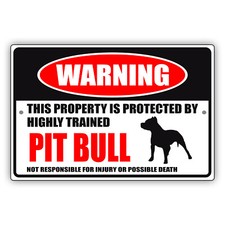 Warning This Property Is Protected By Trained Pit Bull Dog Aluminum Metal Sign