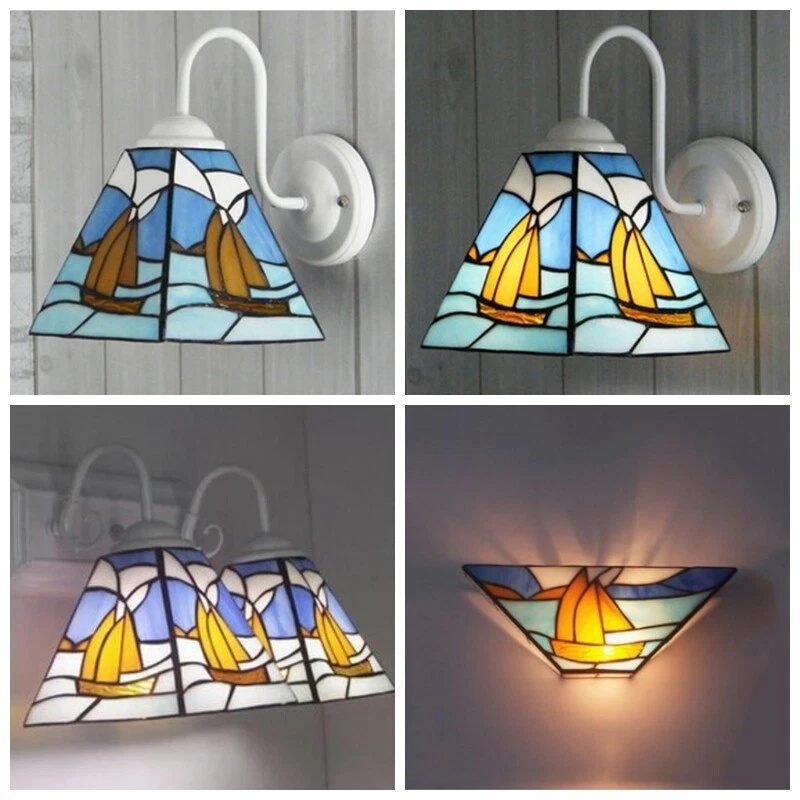 Tiffany Style Mediterranean Stained Glass Handcrafted Wall Light