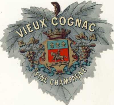 RARE OLD COGNAC FINE CHAMPAGNE VINE LEAF CUT Silver Label